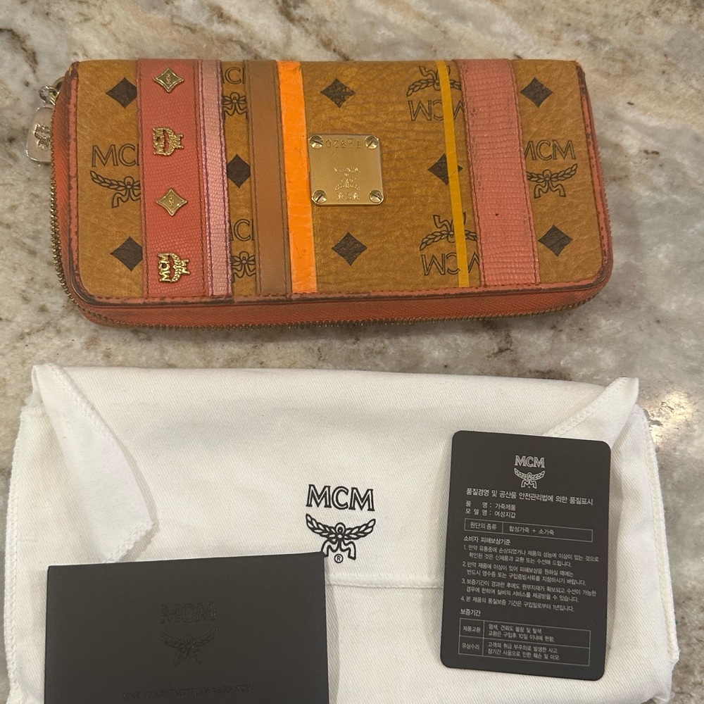 Gorgeous multicolor MCM wallet with authenticity card and dustbag